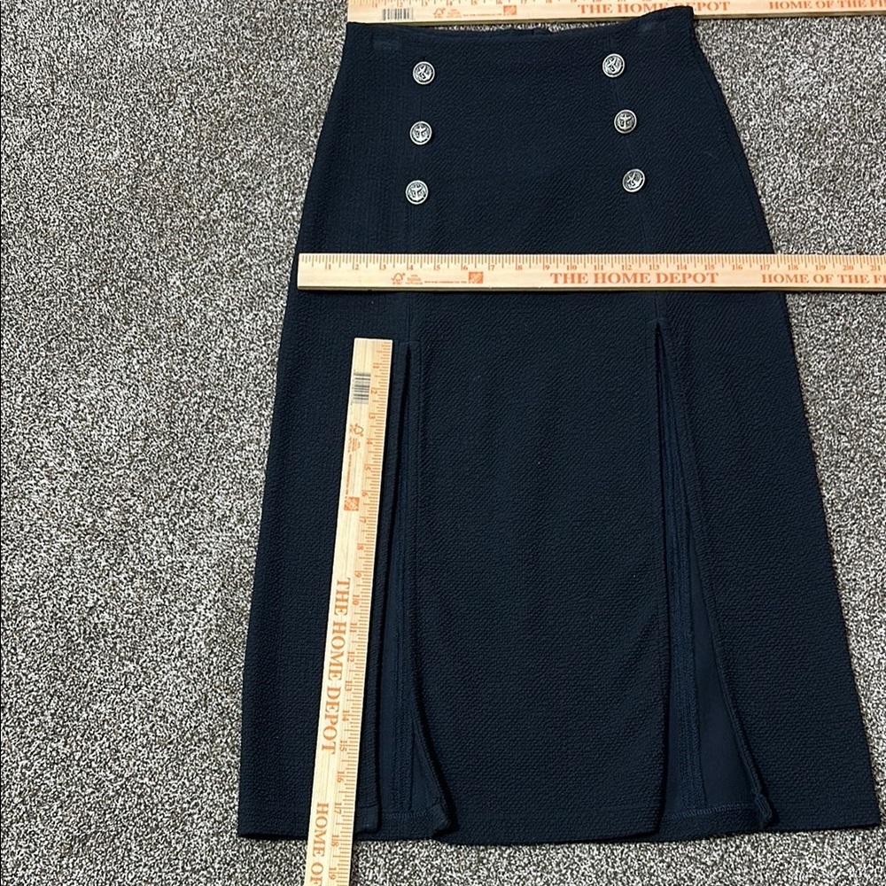 Maeve Dual Split Button Midi skirt size 4 Navy Blue dual slit - Picture 4 of 16